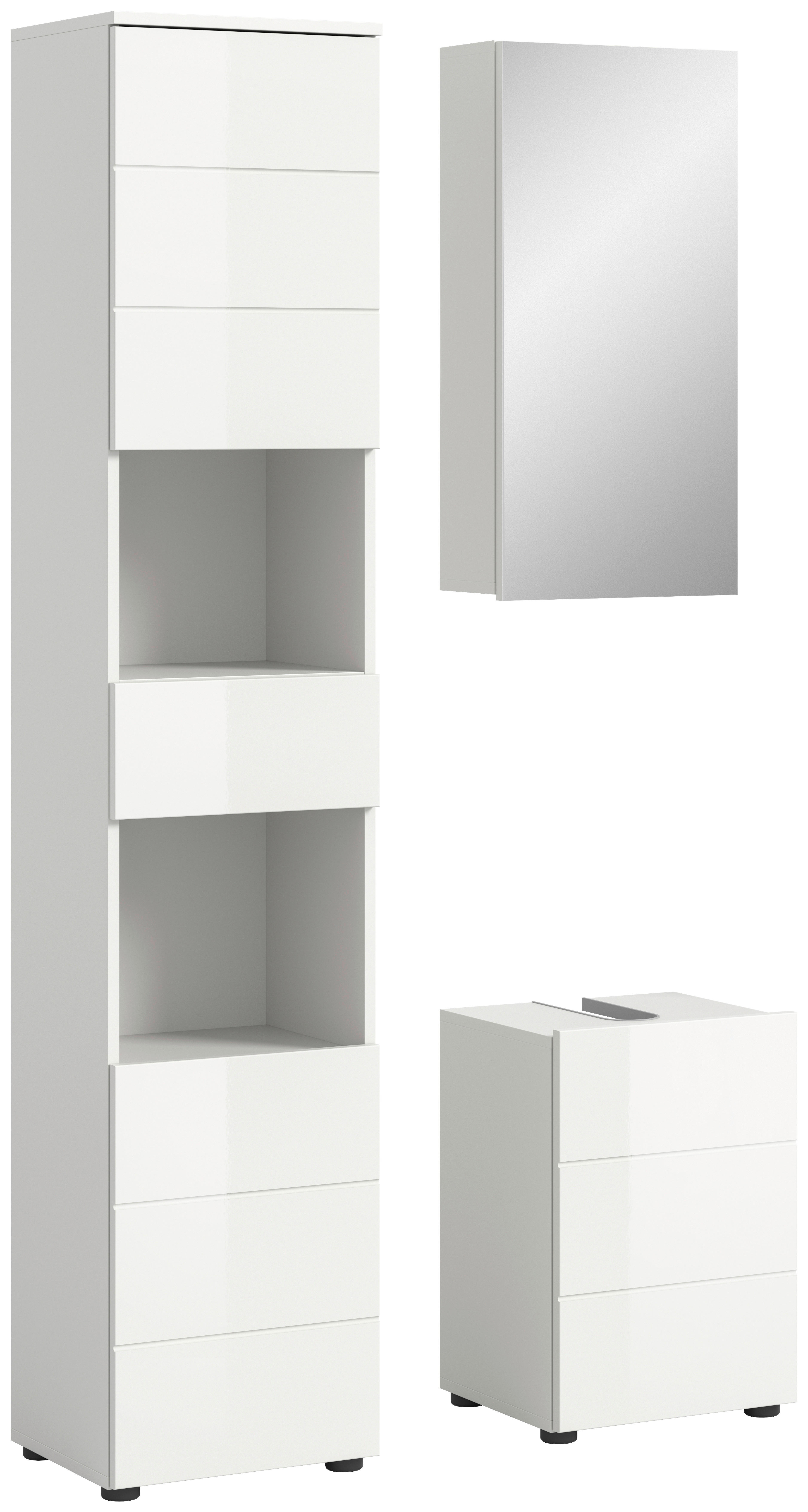 Badezimmer-Set VIRA weiß weiß Hochglanz B/H/T: ca. 91x190x34 cm VIRA - weiß (91,00/190,00/34,00cm) - xonox.home