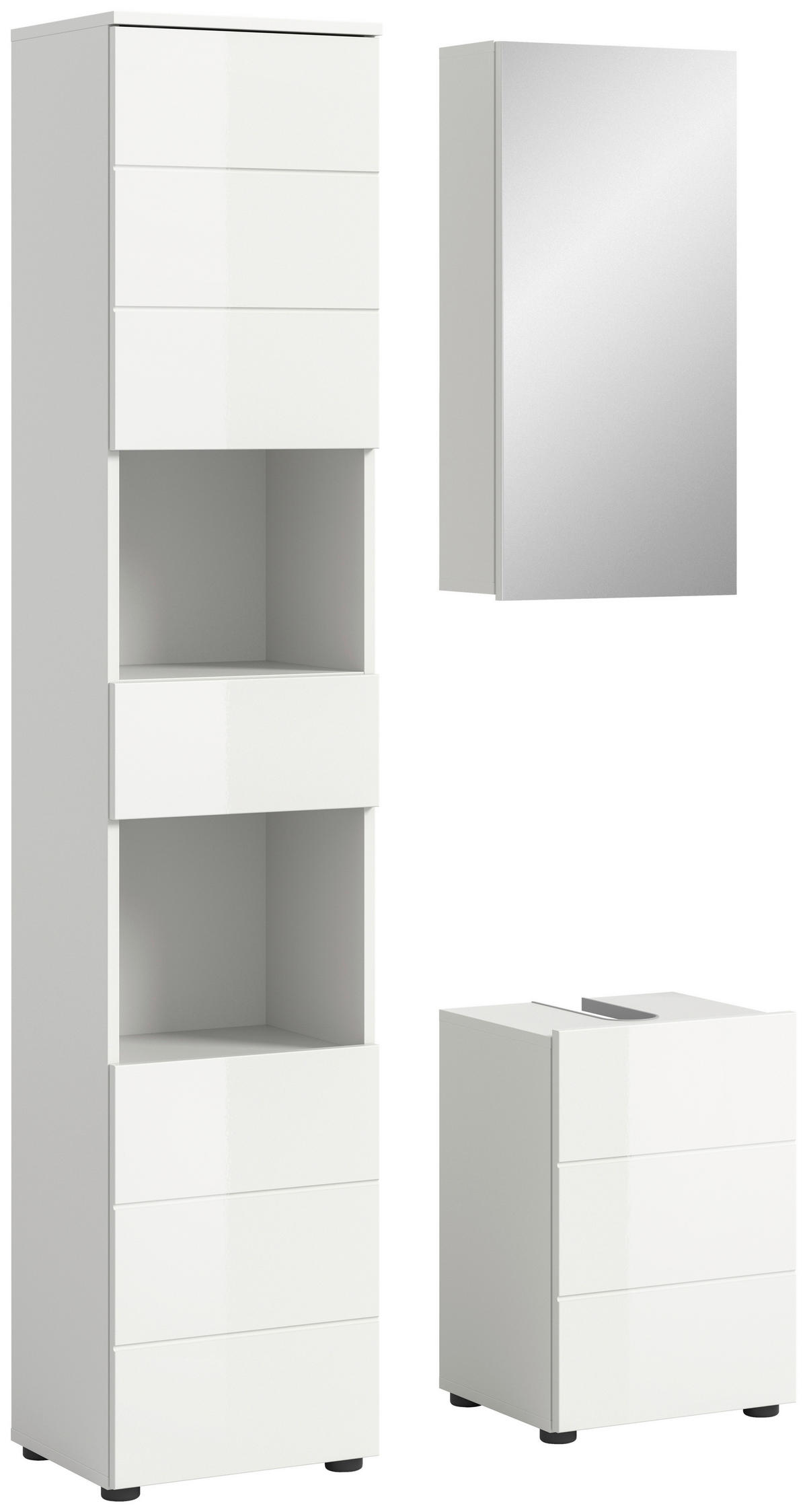 Badezimmer-Set VIRA weiß weiß Hochglanz B/H/T: ca. 91x190x34 cm VIRA - weiß (91,00/190,00/34,00cm) - xonox.home