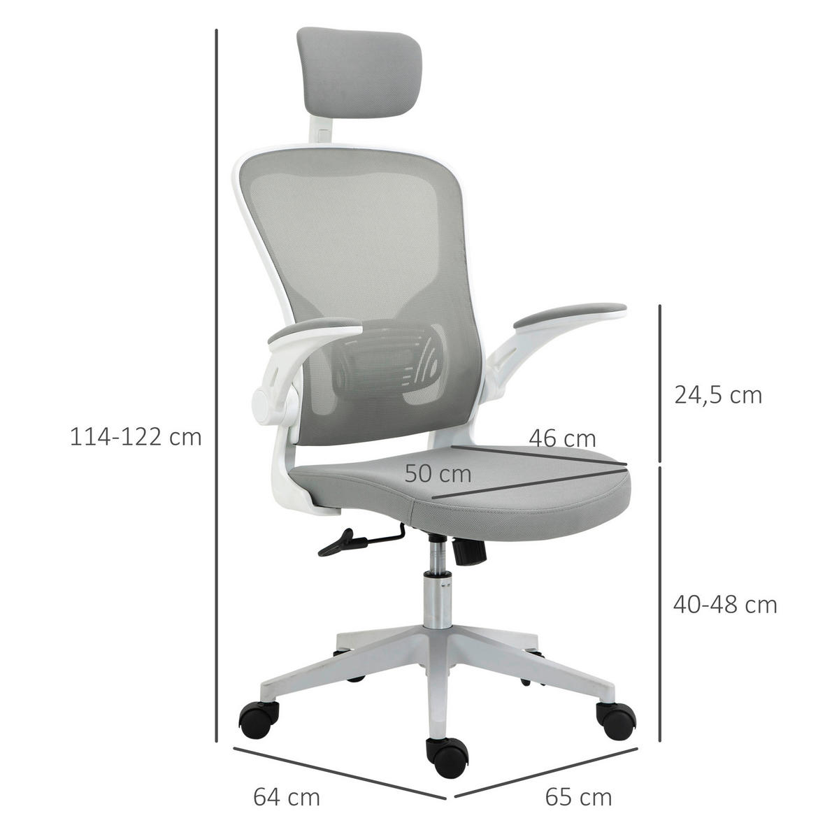 Drehstuhl 921-417 grau 921-417 - grau (65,00/114,00/64,00cm) - Vinsetto