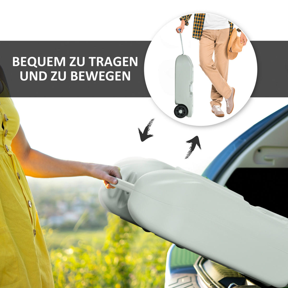 Outsunny Abwasser Rolltank B/H/L: ca. 23x80x37 cm Abwasser Rolltank 40l - grau (37,00/23,00/80,00cm) - Outsunny