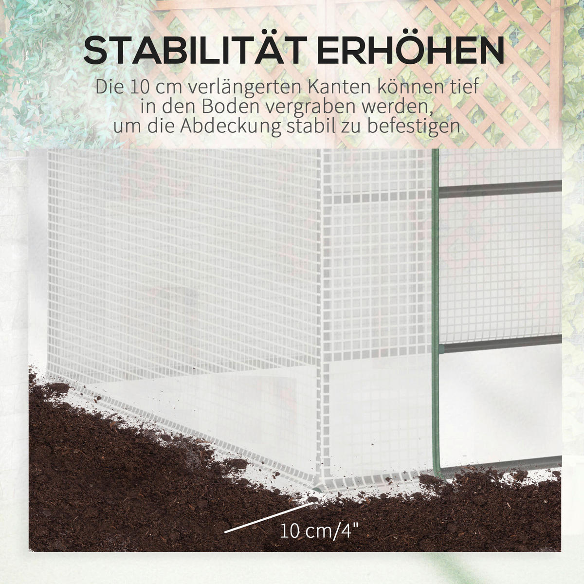 Outsunny Tür zum Aufrollen B/H/L: ca. 95x92x127 cm Foliengewächshaus 845-520 - weiß/silber (127,00/95,00/92,00cm) - Outsunny