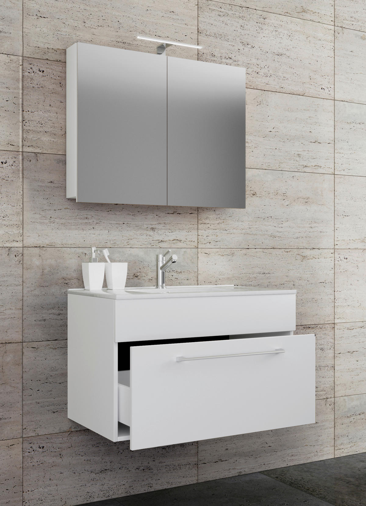 Waschplatz 3tlg-Badinos weiß B/H/T: ca. 80x50x46 cm 3tlg-Badinos - weiß (80,00/50,00/46,00cm) - VCM Möbel