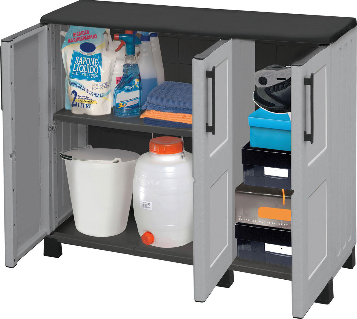 Linea Idea Kunststoffschrank Idea grau Kunststoff B/H/T: ca. 102x90x37 cm Idea - grau (102,00/90,00/37,00cm) - Linea Idea