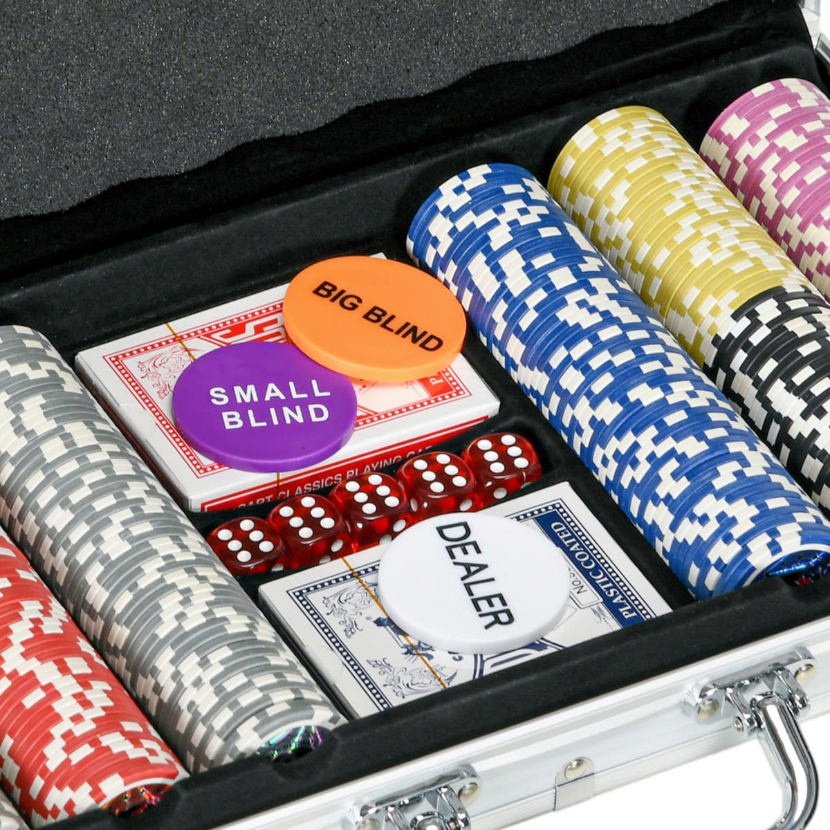 SPORTNOW Spielzeug B/H/L: ca. 23x38,5x6,5 cm Pokerkoffer_Set - silber (6,50/23,00/38,50cm) - SPORTNOW