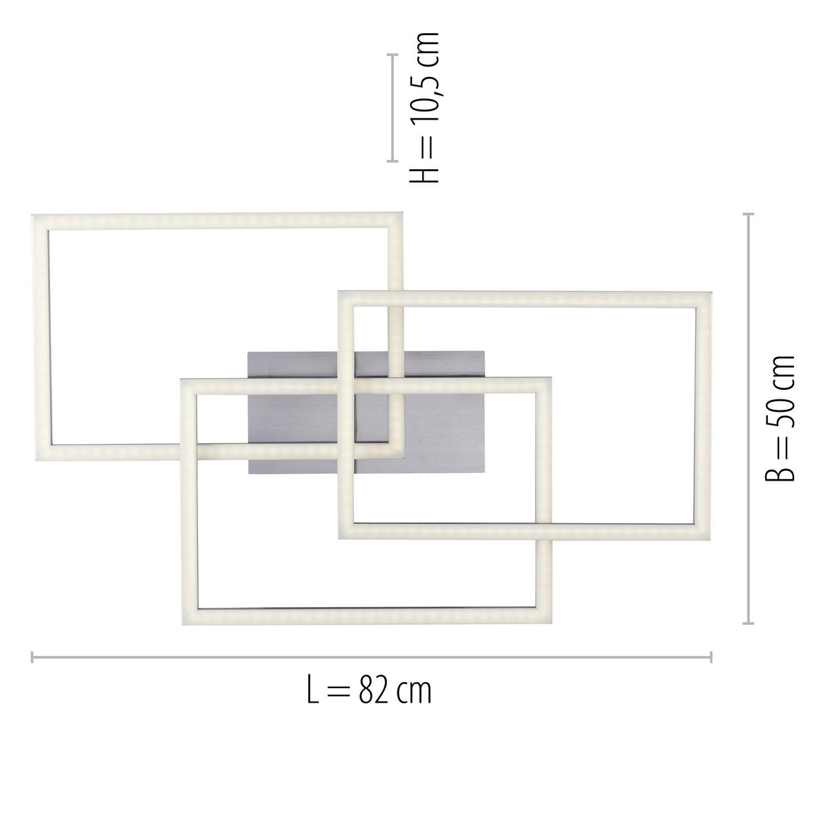 Just Light Smarte LED-Deckenleuchte MAXI 16431-55 stahlfarbig weiß Metall Kunststoff B/H/T: ca. 50x10,5x82 cm 3 Brennstellen LOLAsmart-MAXI - weiß/stahlfarbig (50,00/10,50/82,00cm) - Just Light