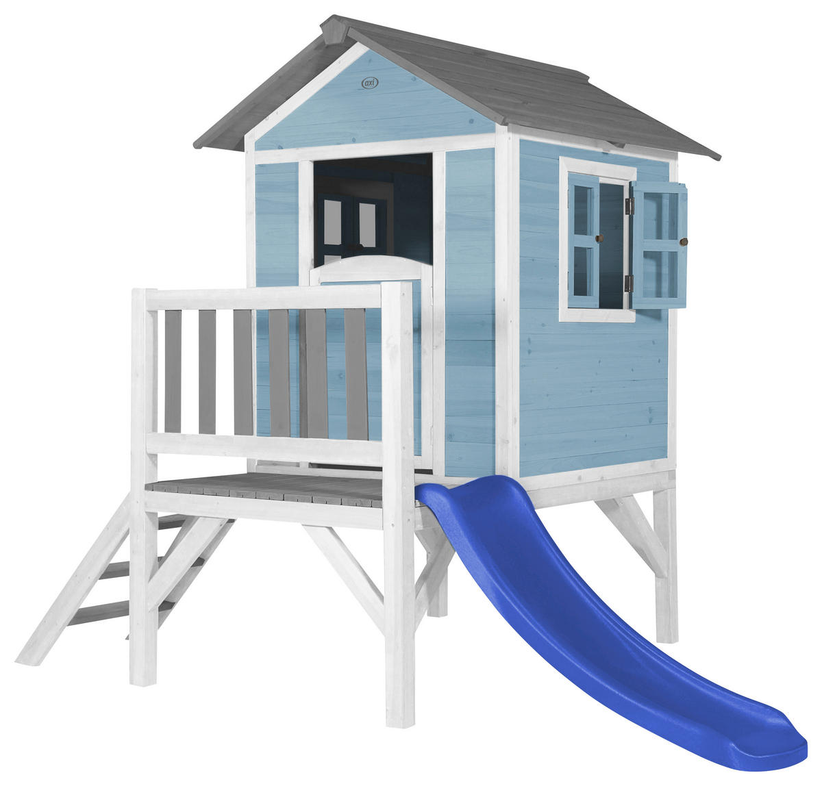 AXI Spielhaus Lodge XL blau B/H/T: ca. 240x189x167 cm Lodge XL - blau/weiß (240,00/189,00/167,00cm) - AXI