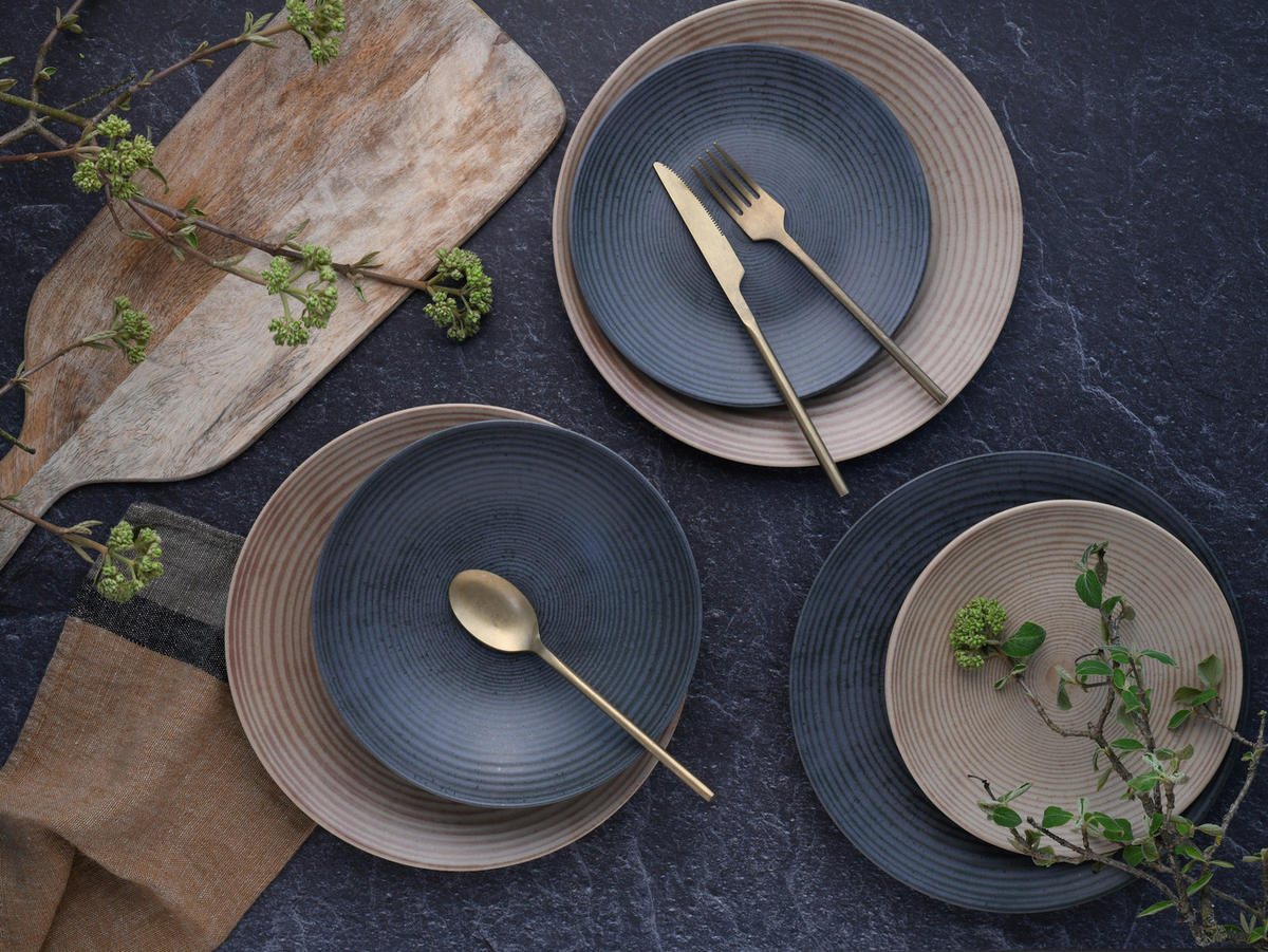 CreaTable Tafelservice Catania anthrazit Steinzeug 12 tlg. Catania - anthrazit (34,00/30,00/31,00cm) - CreaTable