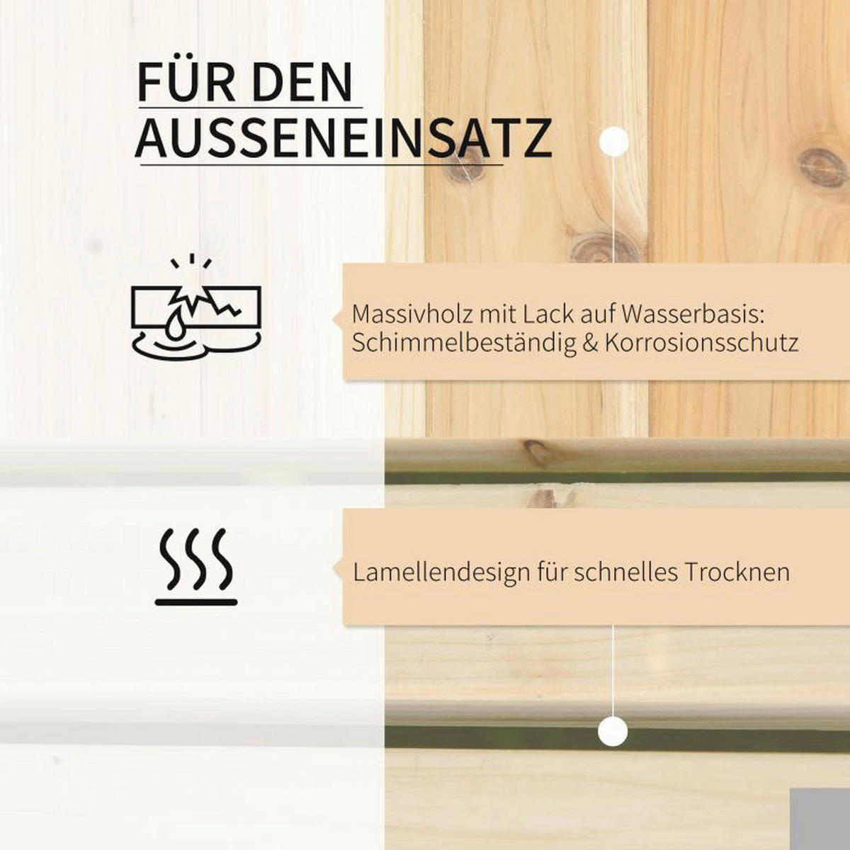 Outsunny Hochbeet Holz H/T/L: ca. 40x38x176 cm Hochbeet 845-438ND - (176,00cm) - Outsunny