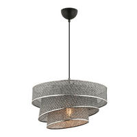 Opviq Pendelleuchte grau Baumwolle Metall B/H/L: ca. 40x72x40 cm E27 1 Brennstellen Couper Hazeran - grau (40,00/40,00/72,00cm) - Opviq