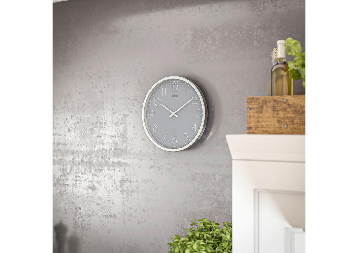 Mebus Wanduhr grau D: ca. 25 cm Wanduhr_Funk - grau (25,00cm) - Mebus