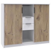 weiß B/H/T: ca. 122x105x40 cm Norderney_Highboard J28 717 - weiß/Oak (122,00/105,00/40,00cm)