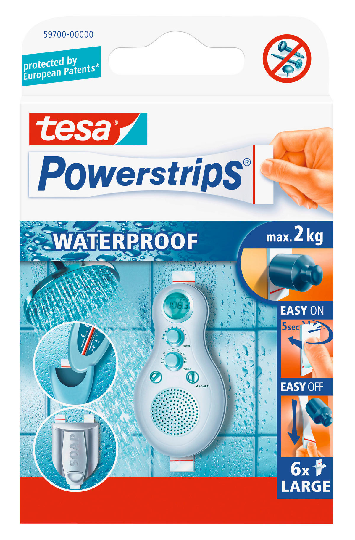 Powerstrips weiß Kunststoff Powerstrip_Waterproof_L_tesa - weiß - tesa