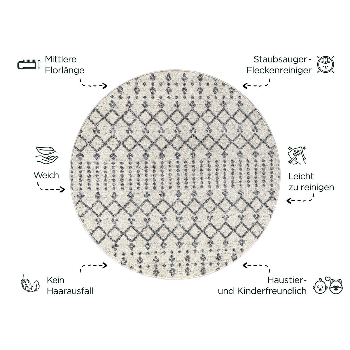 Sanat Teppich creme B/L: ca. 200x200 cm Teppich_Boho_8203_200x200 - creme (200,00/200,00cm) - Sanat