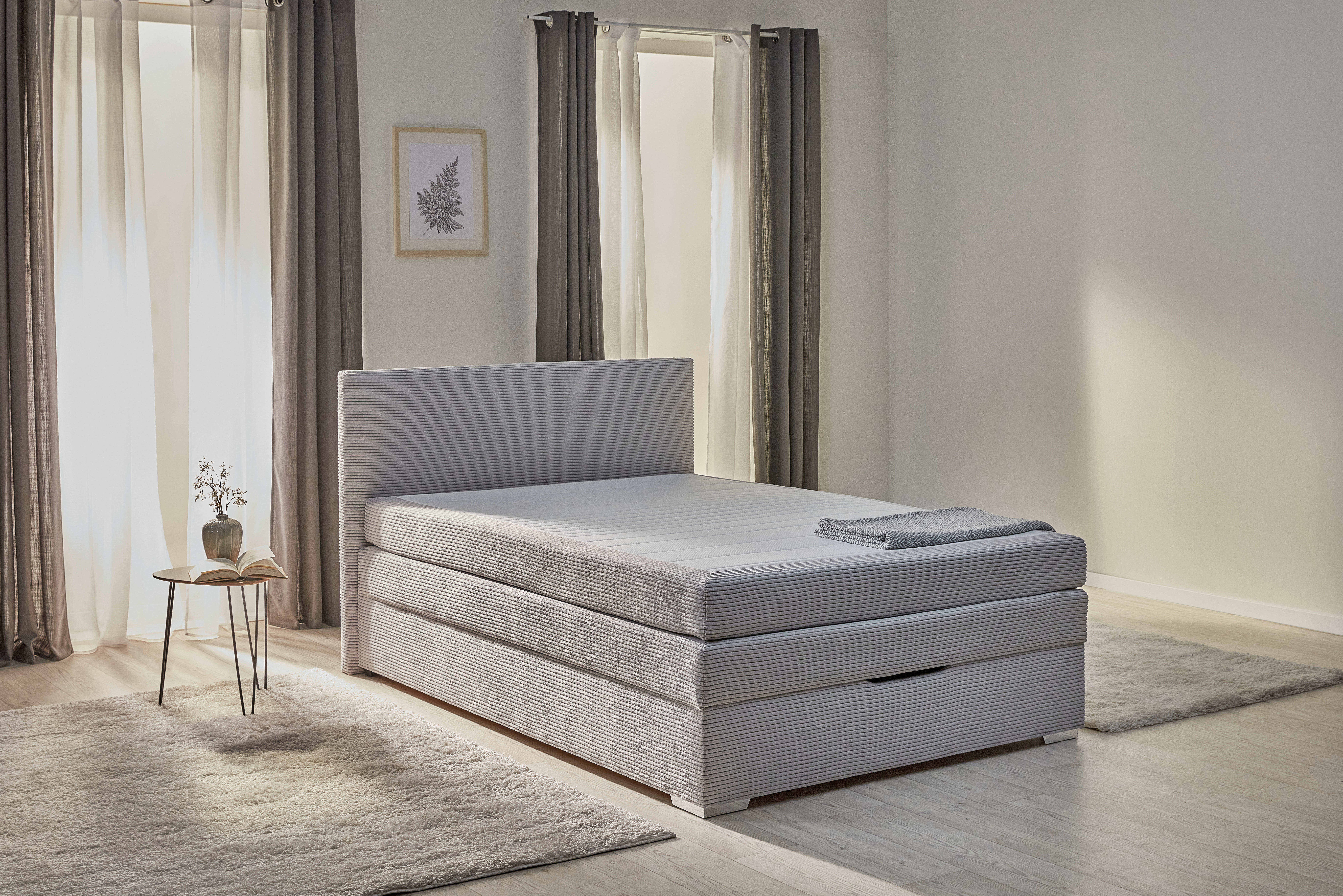 Boxspringbett Porto grau Liegefläche B/L: ca. 140x200 cm Porto - grau (147,00/105,00/211,00cm)