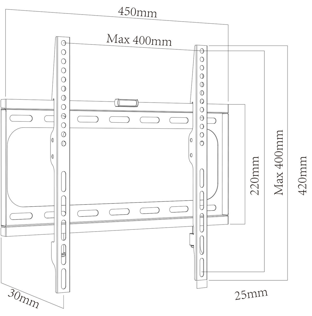 VCM TV-Wandhalterung schwarz TV-Wandhalterung_B-FX400 VCM - schwarz (45,00/42,00/3,00cm) - VCM