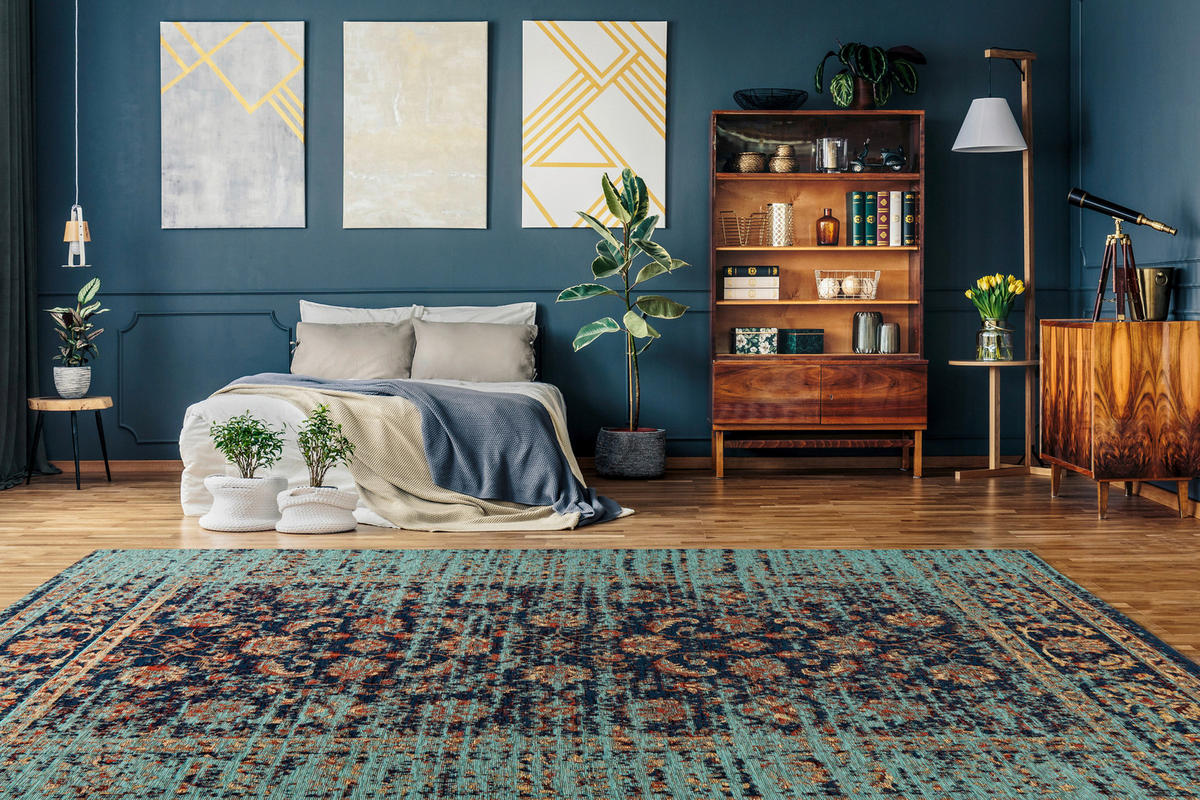 360Living Teppich Charme blau B/L: ca. 80x150 cm Charme - blau/multicolor (80,00/150,00cm) - 360Living