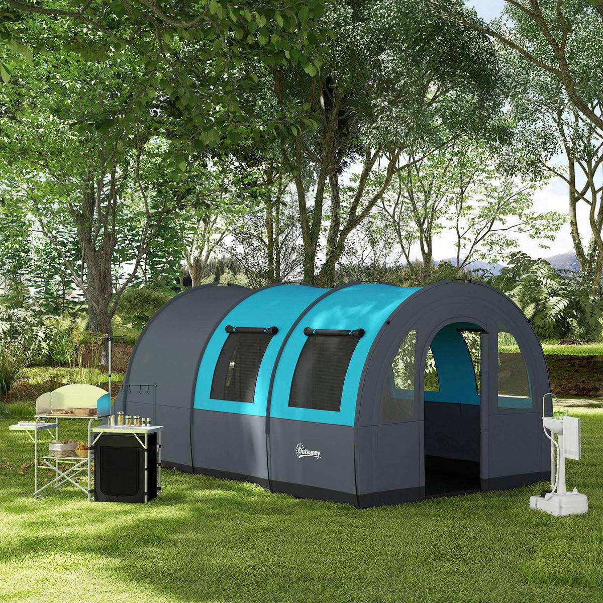 Outsunny Campingzelt B/H/L: ca. 260x200x480 cm Campingzelt - grau (480,00/260,00/200,00cm) - Outsunny
