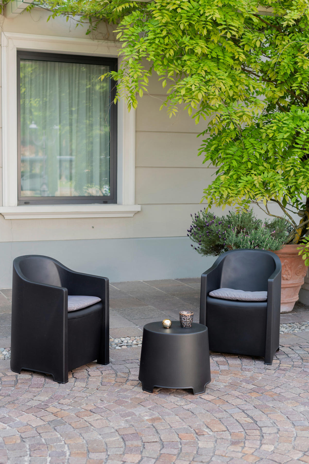 ProGarden Loungeset SET LUNA anthrazit Kunststoff SET LUNA - anthrazit - ProGarden