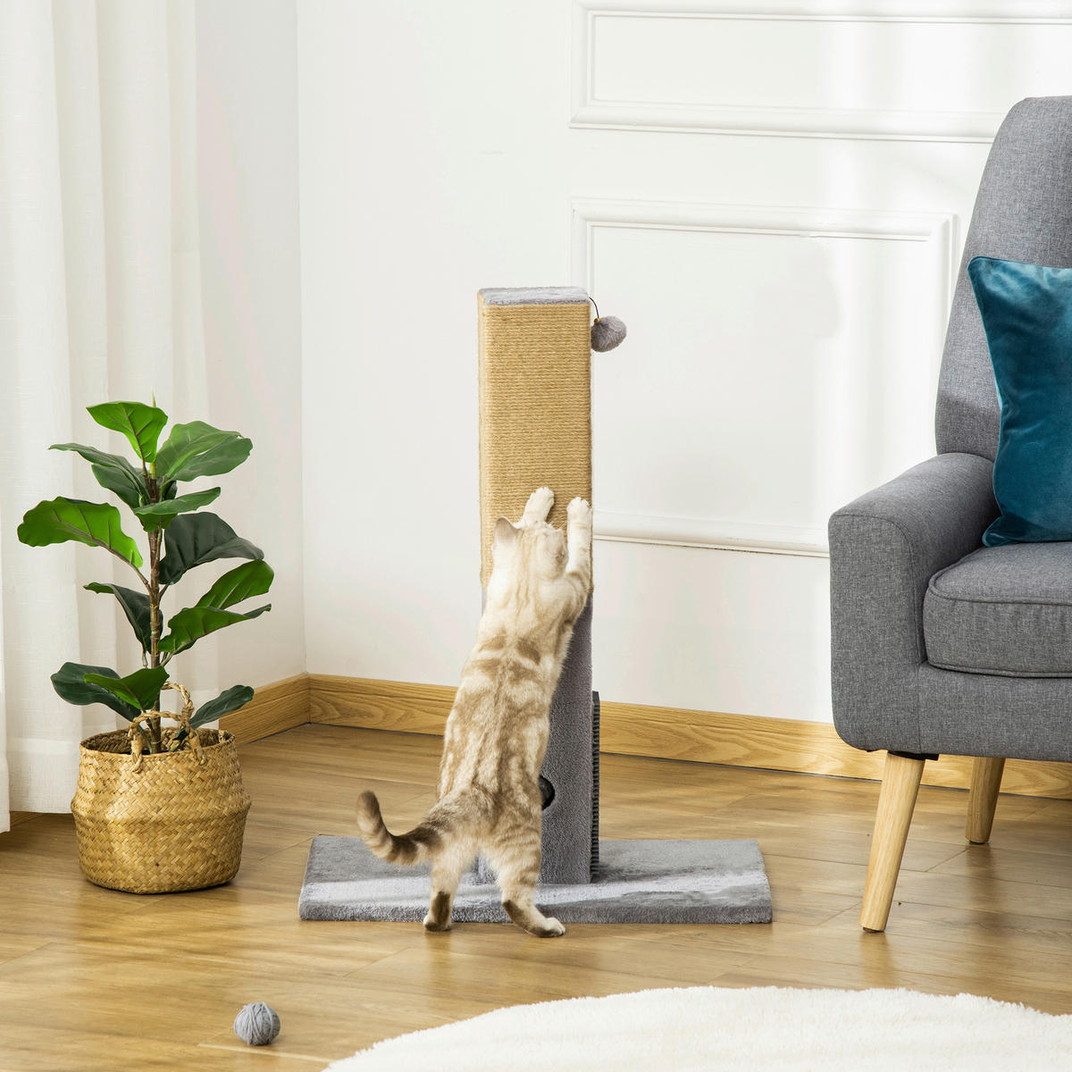 PawHut Kratzbaum grau Polyester B/H/L: ca. 39x79x59,5 cm Kratzbaum - grau (59,50/39,00/79,00cm) - PawHut