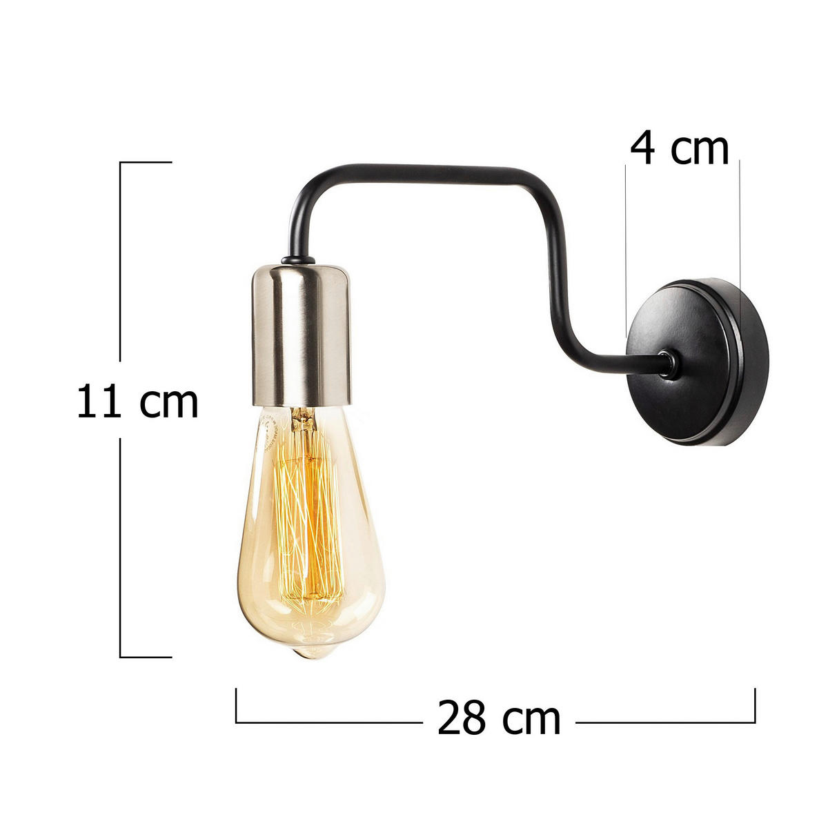 Opviq Wandleuchte nickel schwarz Eisen B/H/L: ca. 28x11x4 cm E27 1 Brennstellen Denge - nickel/schwarz (4,00/28,00/11,00cm) - Opviq