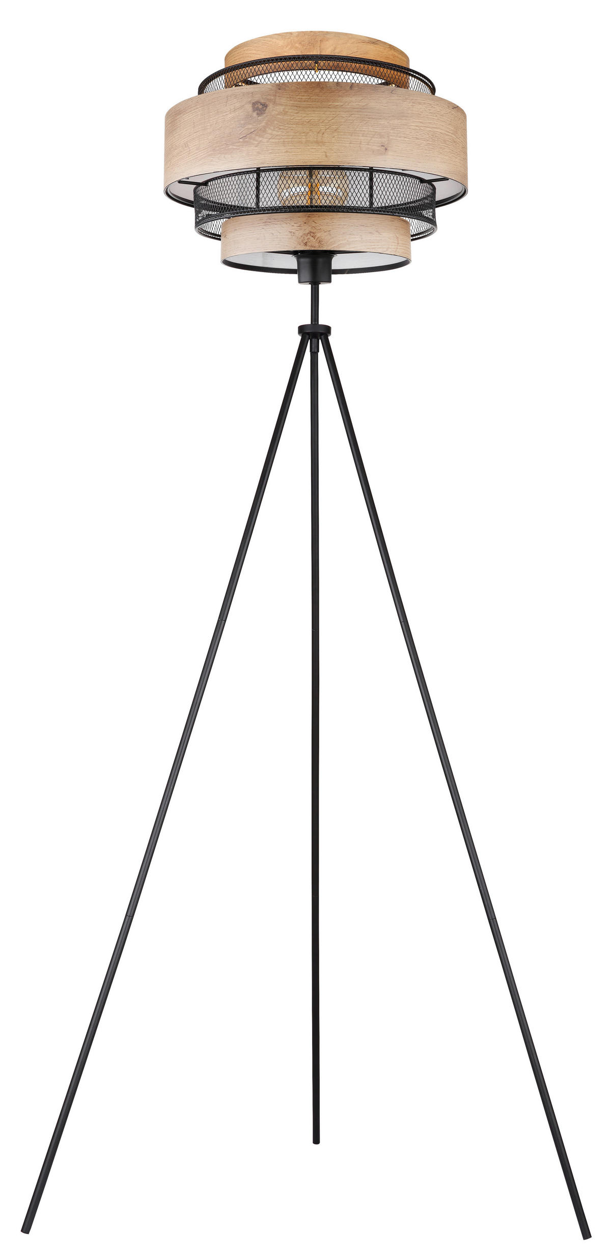 GLOBO Stehleuchte SOENI 15650S schwarz natur Metall MDF H/D: ca. 150x60 cm E27 1 Brennstellen SOENI - natur/schwarz (60,00/150,00cm) - GLOBO