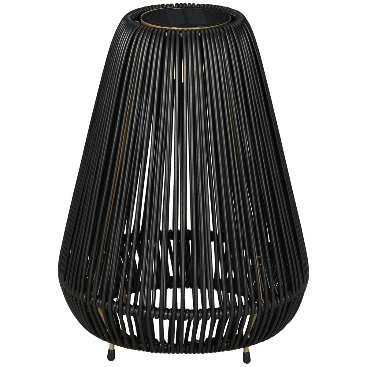 Solarleuchte 867-218V00BK schwarz Edelstahl Polypropylen Polyrattan B/H/L: ca. 27x27x37 cm Rattan_Solarleuchte - schwarz (37,00/27,00/27,00cm) - Outsunny