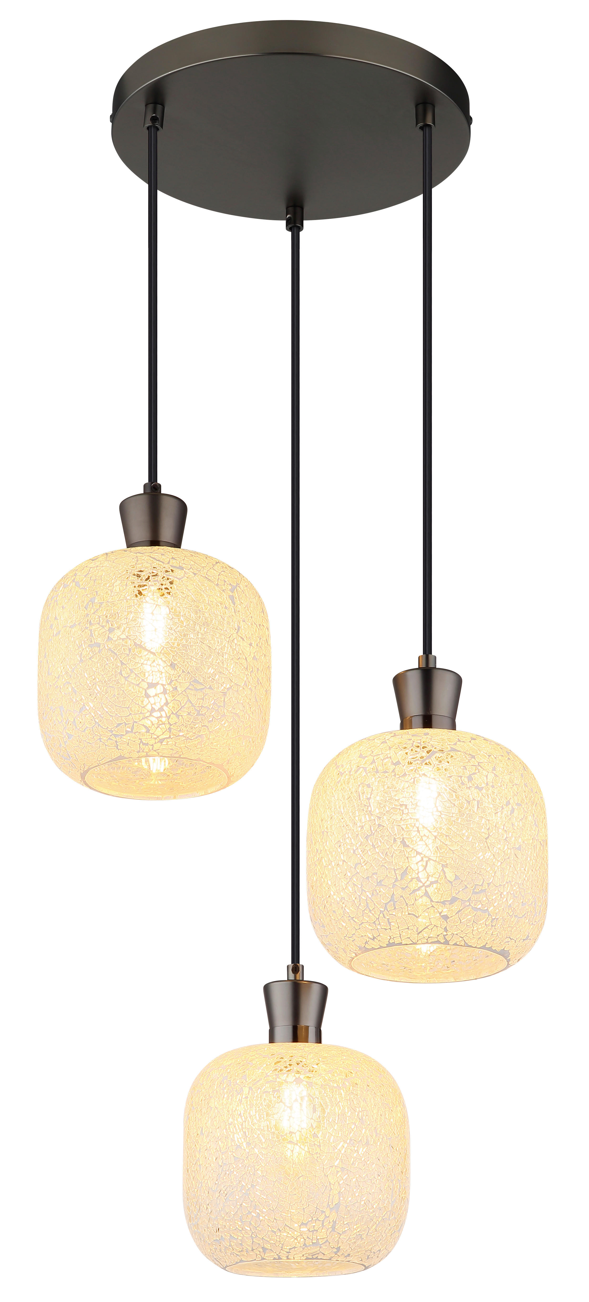 GLOBO Hängeleuchte schwarz Chrom Glas Metall B/H/L: ca. 21x37x37 cm E14 3 Brennstellen Hängeleuchte-Brokana - schwarz/Chrom (37,00/21,00/37,00cm) - GLOBO