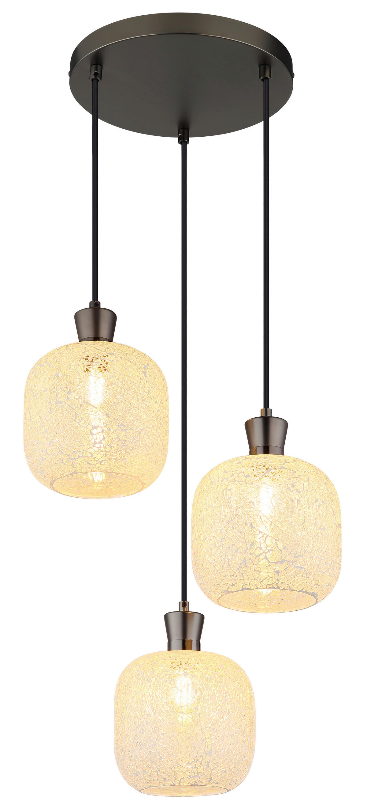 GLOBO Hängeleuchte schwarz Chrom Glas Metall B/H/L: ca. 21x37x37 cm E14 3 Brennstellen Hängeleuchte-Brokana - schwarz/Chrom (37,00/21,00/37,00cm) - GLOBO