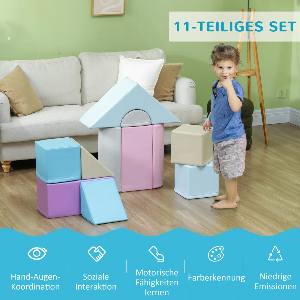 HOMCOM Bausteinset B/H/L: ca. 25x50x25 cm Bausteinset - multicolor (25,00/25,00/50,00cm) - HOMCOM