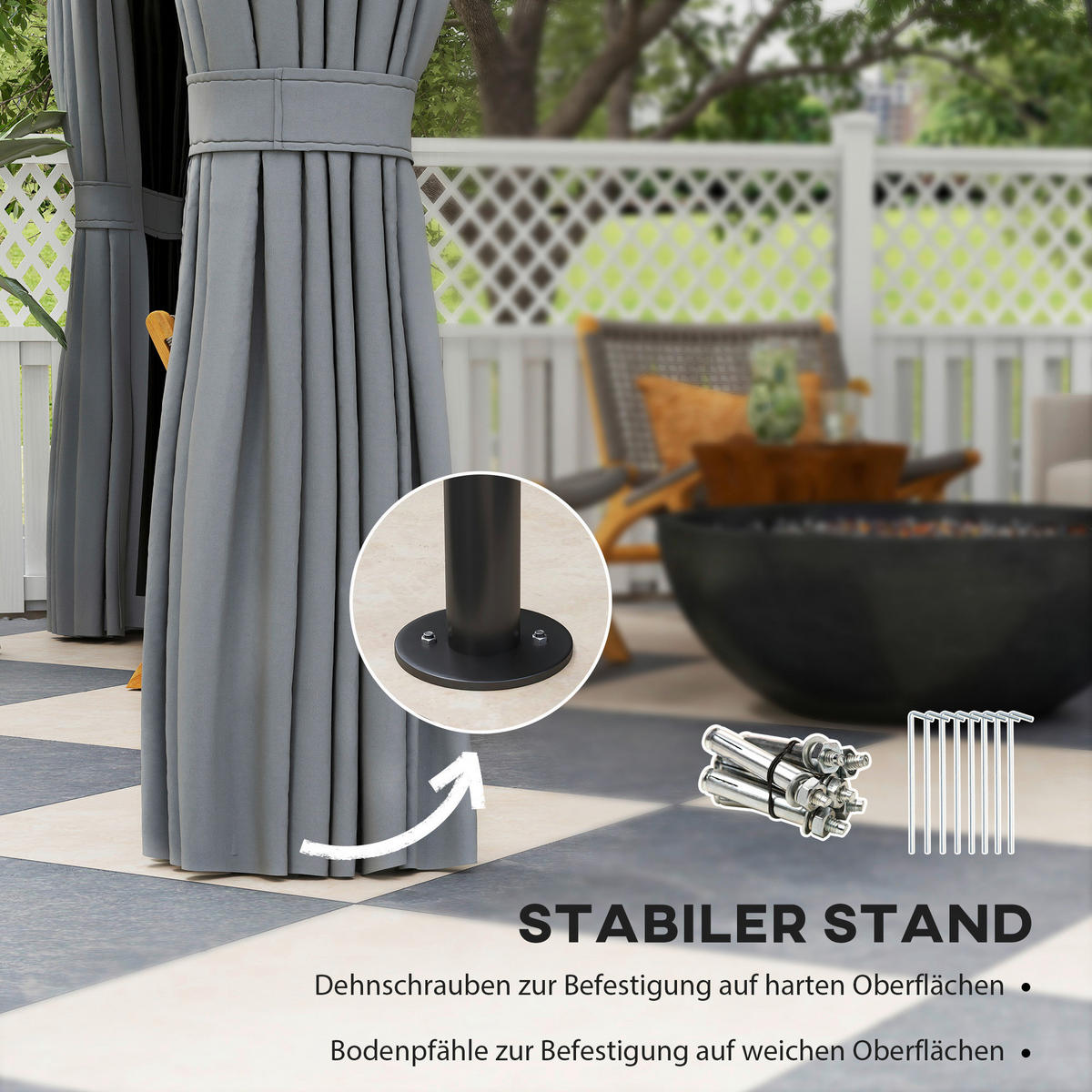 Outsunny Pavillon dunkelgrau Polyester B/H/L: ca. 306x269x306 cm Pavillon - dunkelgrau (306,00/306,00/269,00cm) - Outsunny