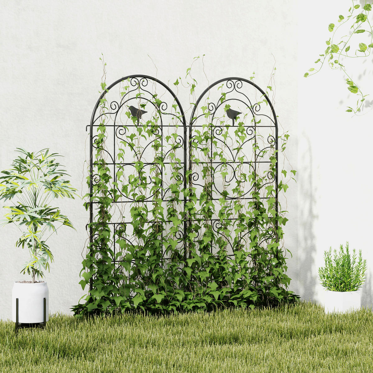Outsunny Rankgitter schwarz B/H/L: ca. 1,3x120x50 cm Rankgitter - schwarz (50,00/1,30/120,00cm) - Outsunny