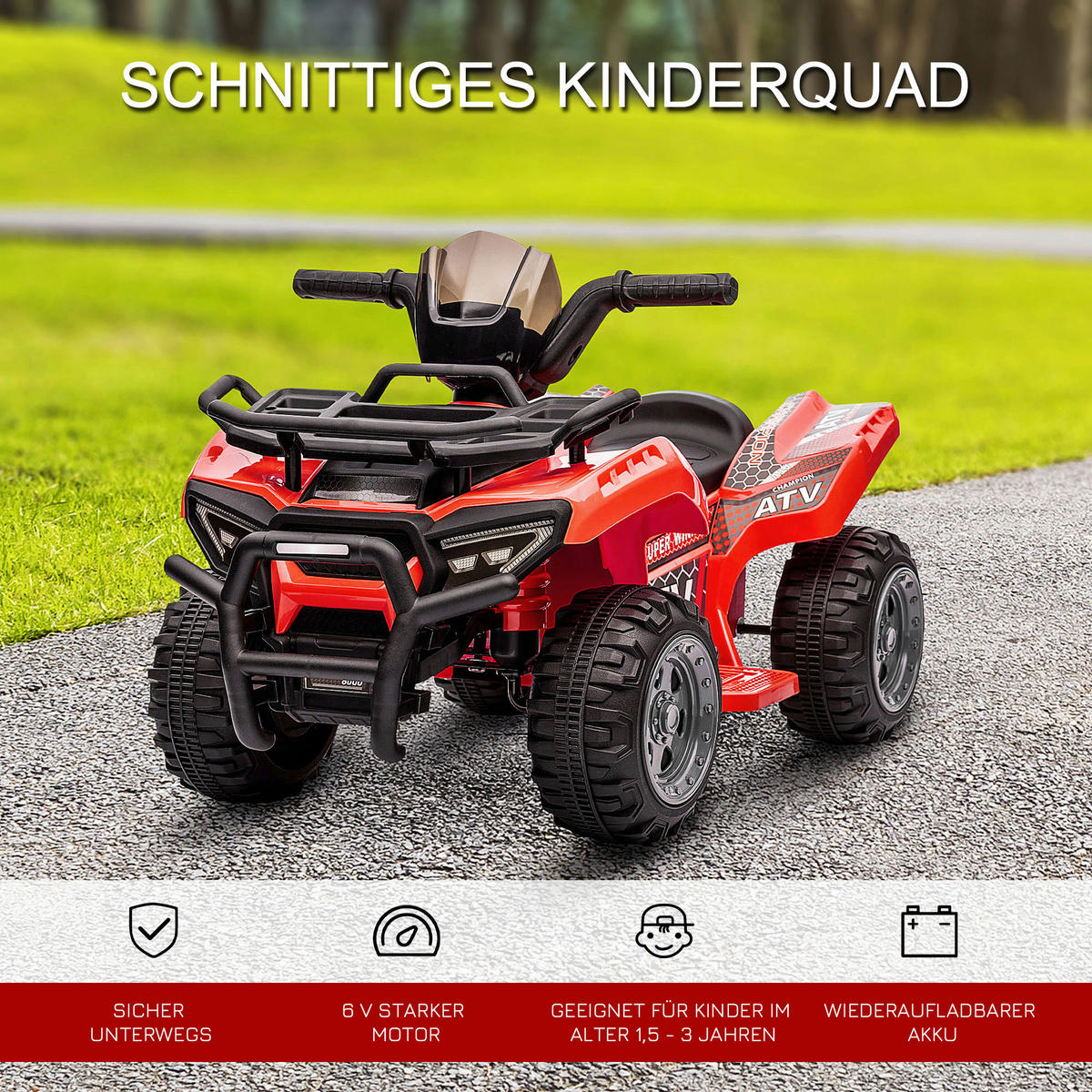 HOMCOM Kinderauto rot B/H/L: ca. 42x70x45 cm Kinder-Elektrofahrzeug - rot (45,00/42,00/70,00cm) - HOMCOM