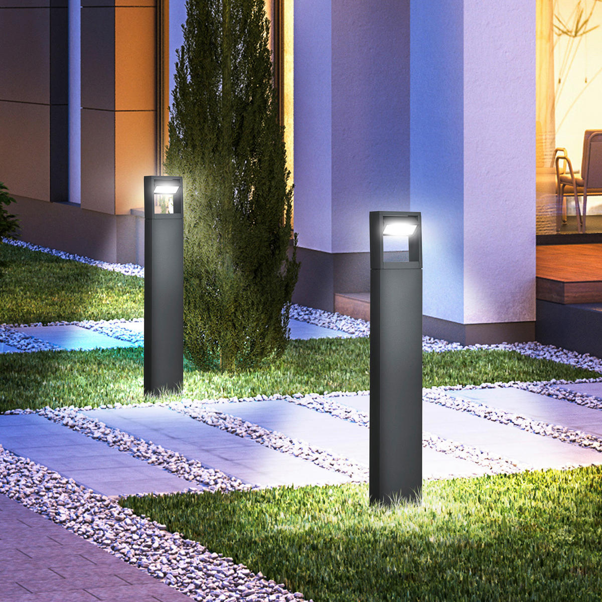 Gartenlampe mit LED dunkelgrau Aluminium Glas Gummi B/H/L: ca. 5x90x16 cm Gartenlampe_mit_LED - dunkelgrau (16,00/5,00/90,00cm) - Outsunny