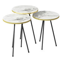 Beistelltisch 3er-Set. 21786245 weiß Marmor Optik schwarz Metall B/H/T: ca. 38x53,5x38 cm 3er-Set. 21786245 - weiß/schwarz (38,00/53,50/38,00cm) - moebel17