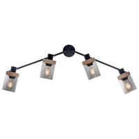 Just Light Spot Pasqual 11313-18 schwarz Rauch Metall Glas B/H/L: ca. 110x25x114 cm E27 4 Brennstellen Spot_4flg.Pasqual - schwarz/Rauch (114,00/110,00/25,00cm) - Just Light