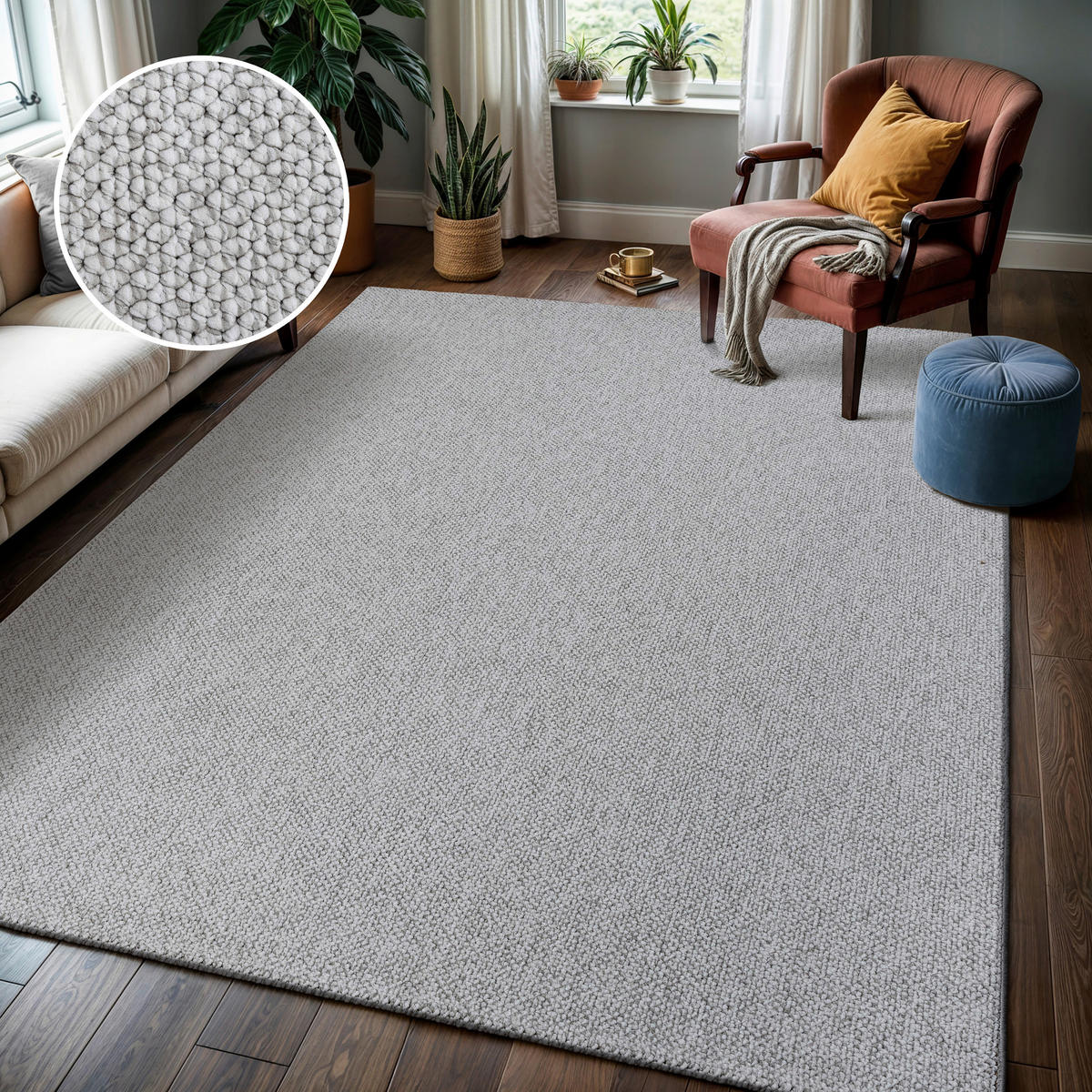 Sanat Teppich LORA PLUS hellgrau B/L: ca. 60x110 cm LORA PLUS - hellgrau (60,00/110,00cm) - Sanat