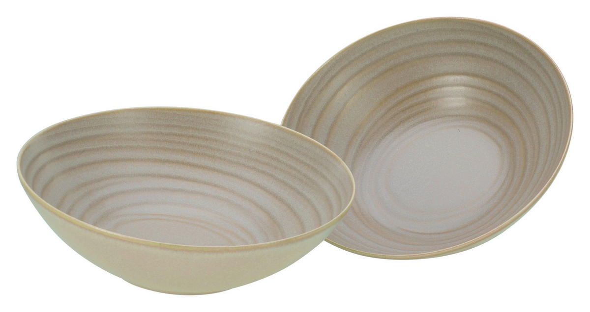 CreaTable Salatschüssel-Set Lava Stone sand Steinzeug D: ca. 24 cm Lava Stone - sand (24,00cm) - CreaTable