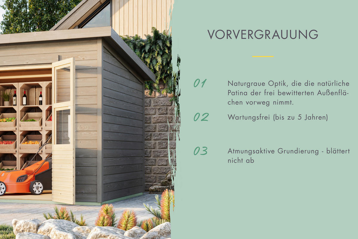 Karibu Gartenhaus Tony 1 grau B/H/L: ca. 214x219x210 cm Tony 1 - grau (210,00/214,00/219,00cm) - Karibu