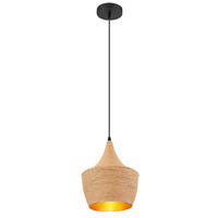 GLOBO Pendelleuchte schwarz braun Metall Textil H/D: ca. 140x25 cm E27 1 Brennstellen LUDMILLA - braun/schwarz (25,00/140,00cm) - GLOBO