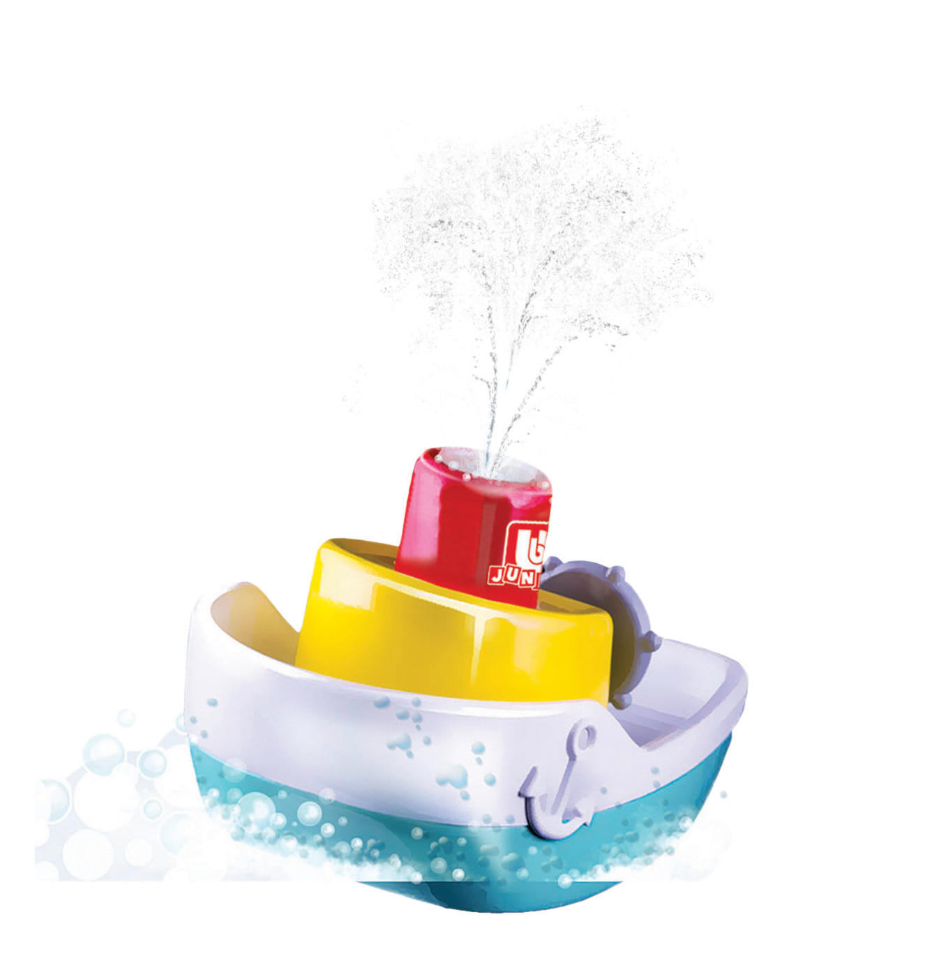 BBJunior Spielzeugboot Splash 'n Play Spraying Tugboat B/H/L: ca. 8,3x8,3x15 cm Splash 'n Play Spraying Tugboat - weiß/türkis (15,00/8,30/8,30cm) - BBJunior