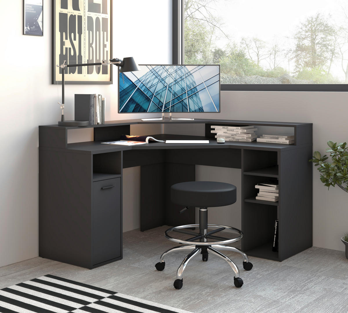 Eckschreibtisch Zocker anthrazit B/H/T: ca. 139x90x139 cm Zocker - anthrazit (139,00/90,00/139,00cm)
