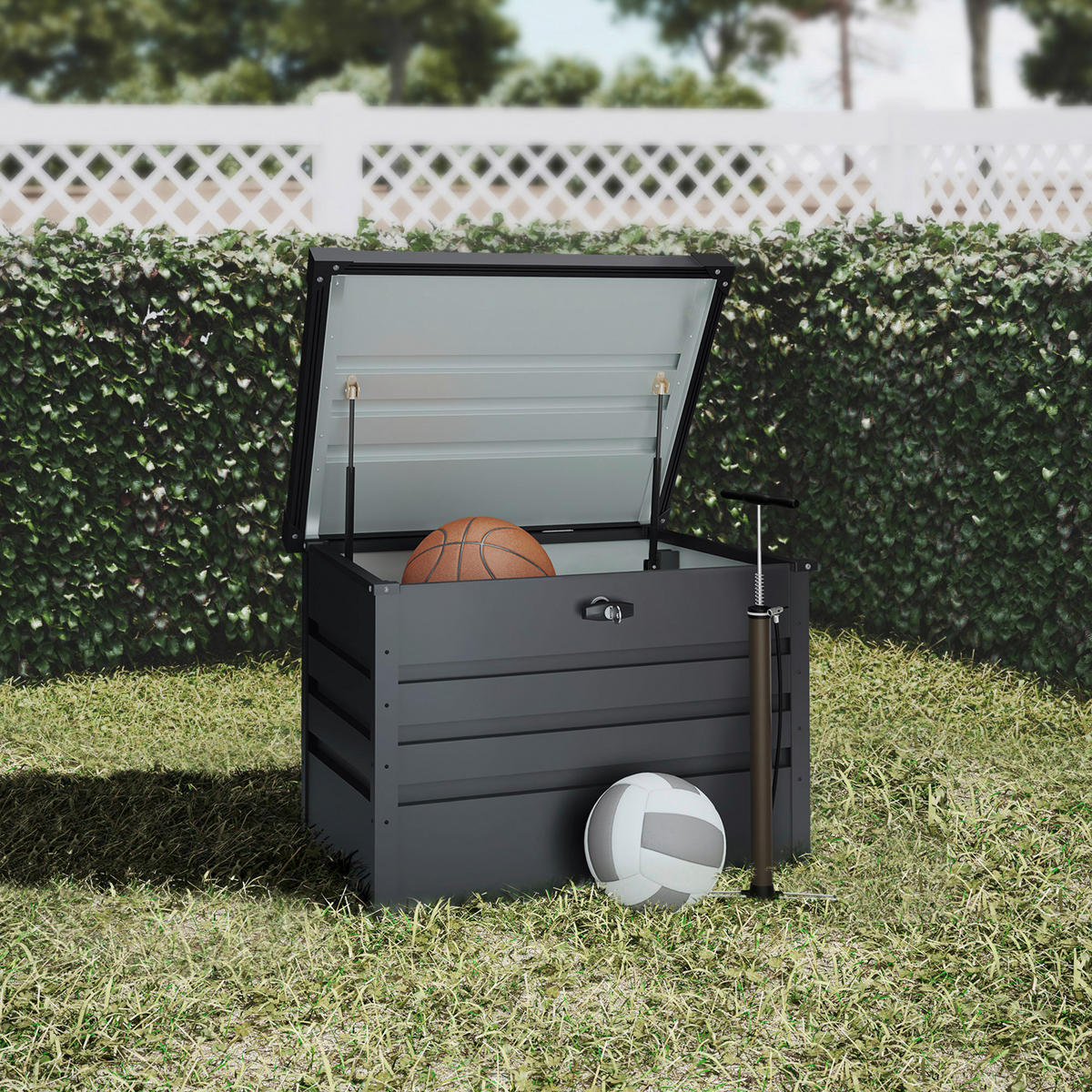 HOGGAR Aufbewahrungsbox Sveg anthrazit Metall B/H/L: ca. 72x63x61 cm Sveg - anthrazit (61,00/72,00/63,00cm) - HOGGAR