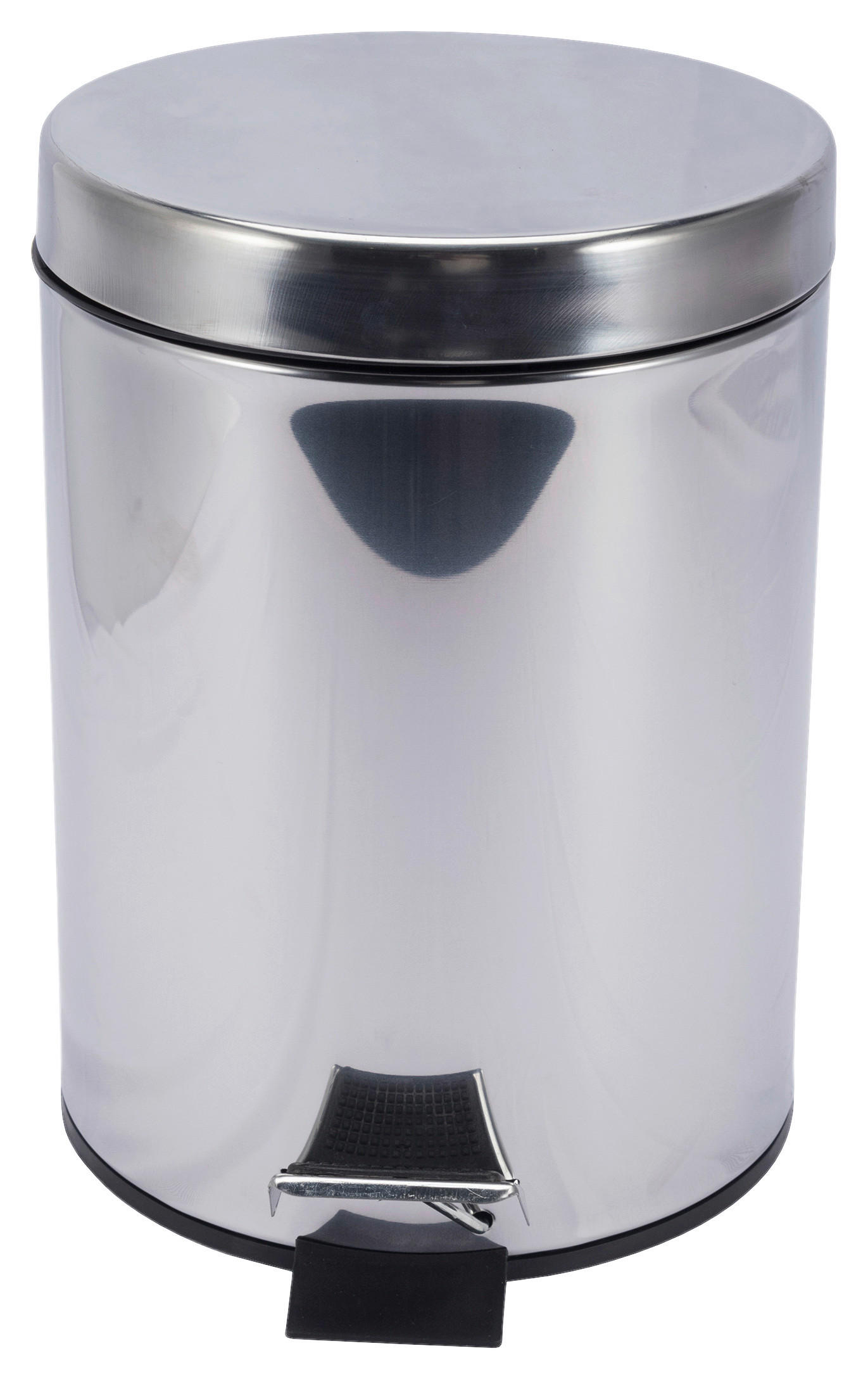 POCOline Treteimer silber Edelstahl B/H: ca. 20,5x27 cm Treteimer 5l - schwarz/silber (20,50/27,00cm) - POCOline