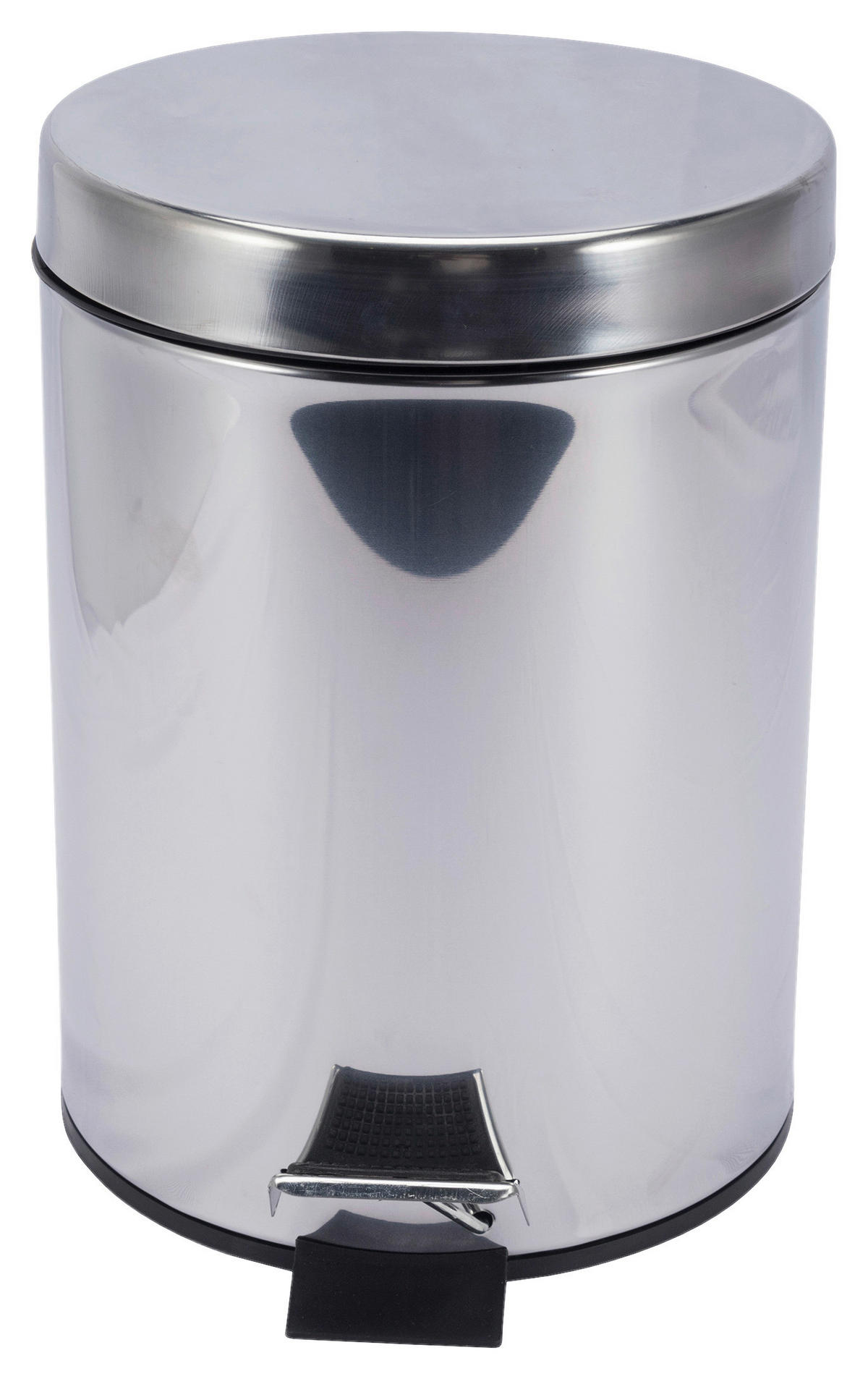 POCOline Treteimer silber Edelstahl B/H: ca. 20,5x27 cm Treteimer 5l - schwarz/silber (20,50/27,00cm) - POCOline