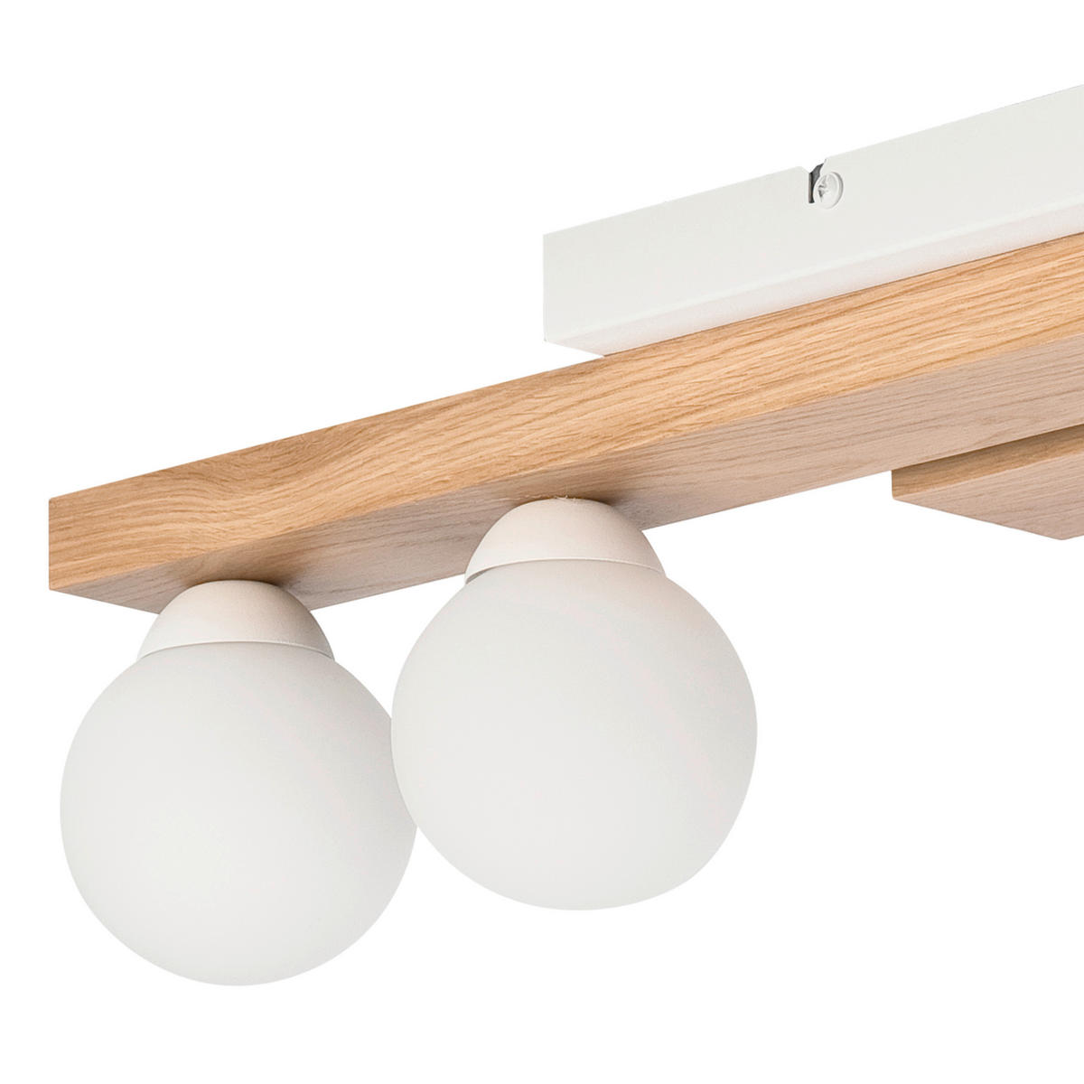 Lamkur Deckenleuchte MATTE 50195 weiß Eiche Stahl Glas Eiche H/L: ca. 19x64 cm G9 4 Brennstellen Matte - Eiche/weiß (64,00cm) - Lamkur