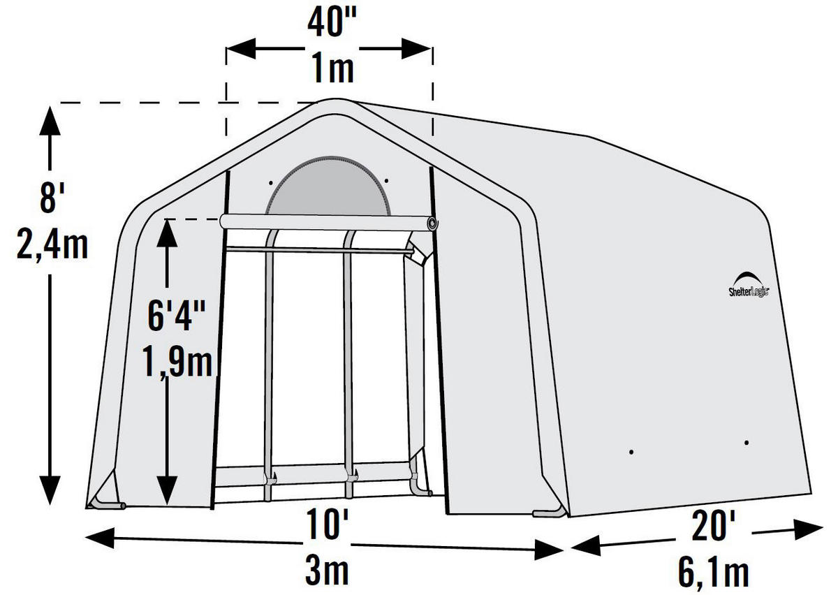 ShelterLogic Gewächshaus 18,3m² B/H/L: ca. 300x240x610 cm 18,3m² - weiß (610,00/300,00/240,00cm) - ShelterLogic