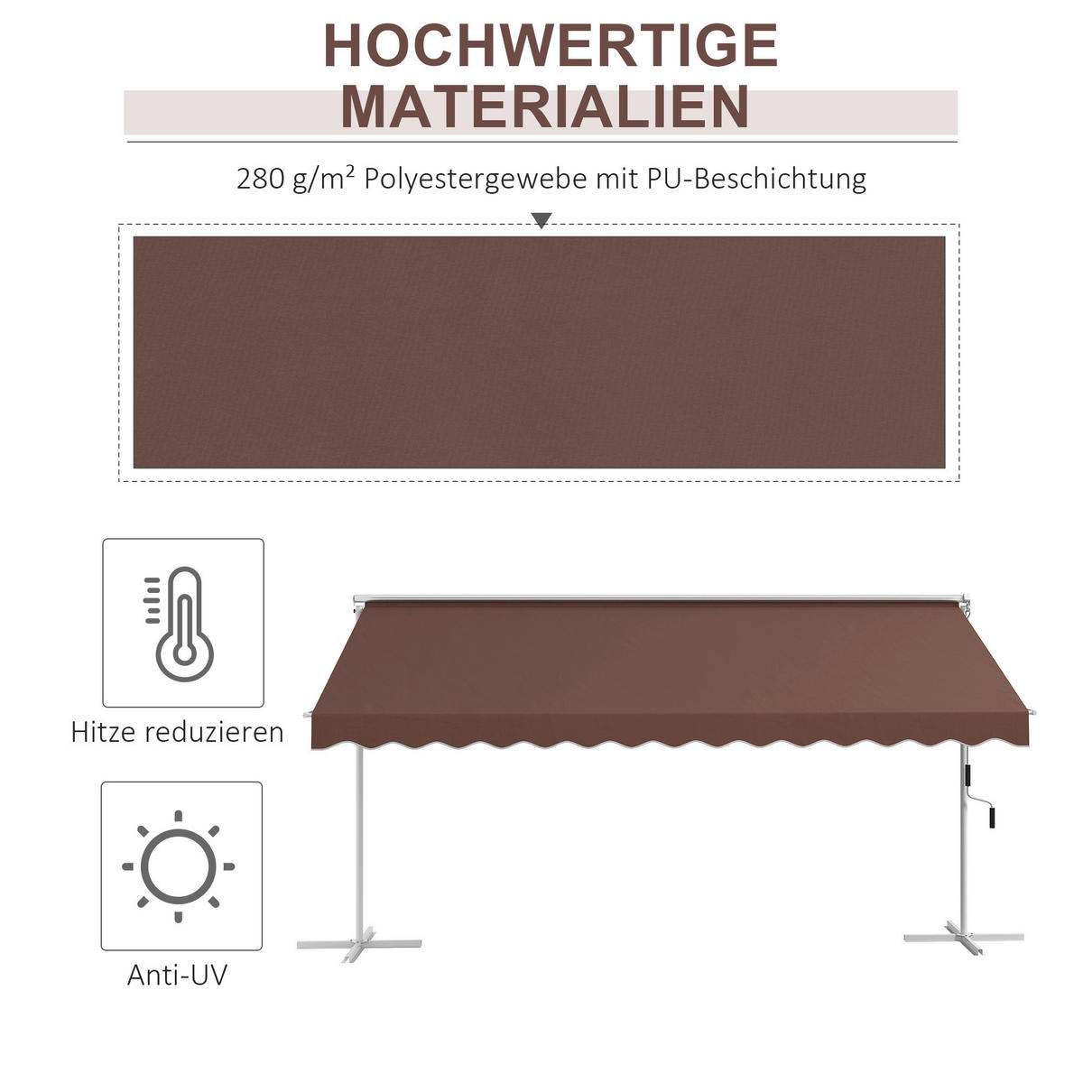 Outsunny Standmarkise kaffee B/H/L: ca. 340x255x450 cm Standmarkise - kaffee (450,00/340,00/255,00cm) - Outsunny
