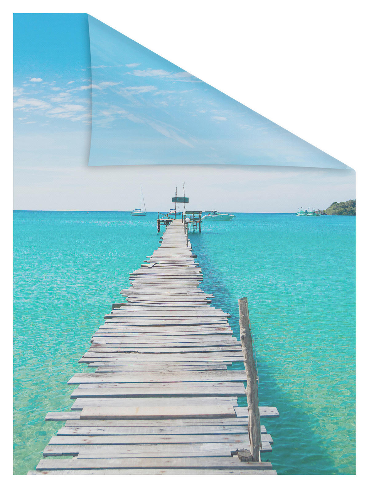 LICHTBLICK Fensterfolie El Mar Meer El Mar blau B/L: ca. 50x50 cm El Mar - blau (50,00/50,00cm) - LICHTBLICK