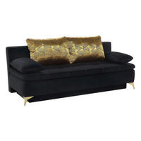 Schlafsofa  schwarz Samt B/H/T: ca. 202x88x95 cm Sarah_Schlafsofa 733/04-372/06 - gold/schwarz (202,00/88,00/95,00cm)