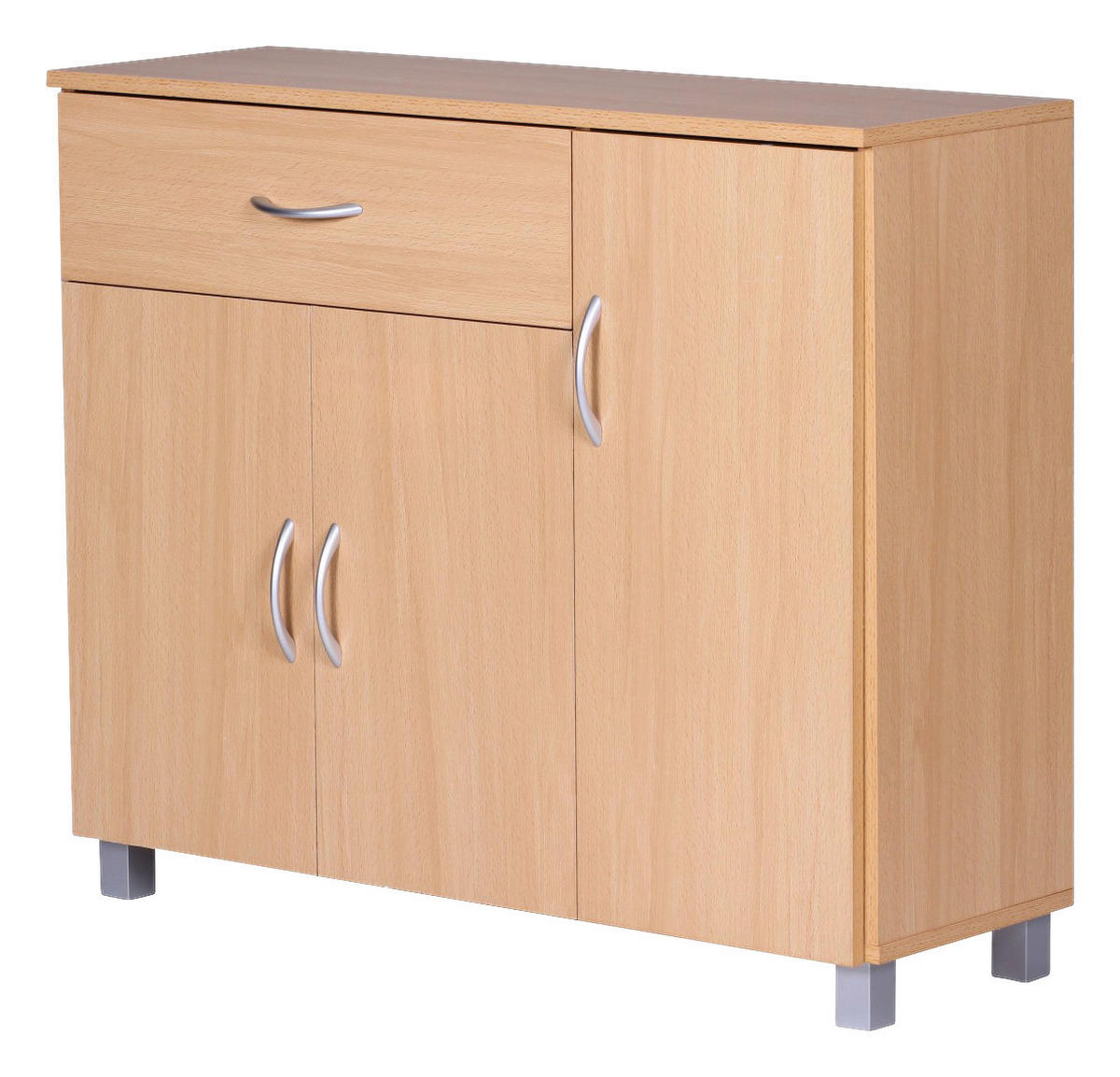 Sideboard buche Nachbildung silber B/H/T: ca. 90x75x30 cm Sideboard - buche/silber (90,00/75,00/30,00cm) - Wohnling